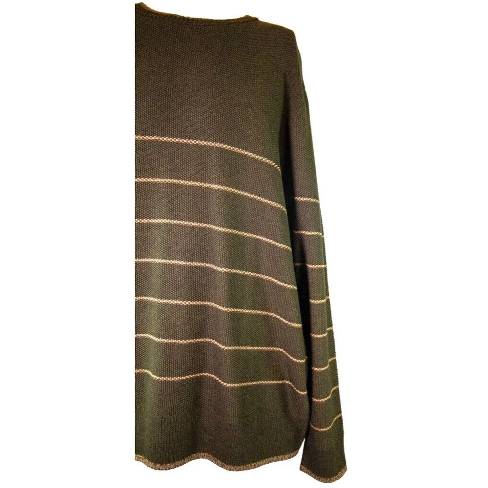 Paige Men's Striped Green Pullover Sweater Long Sleeve Zip Sweater Size XXL